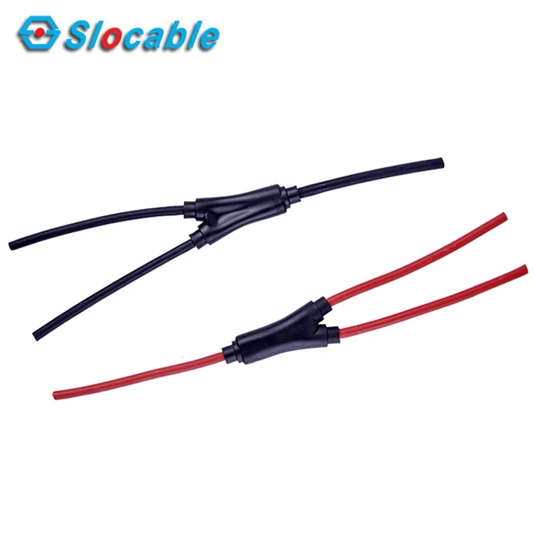 Slocable Branch Cable 6mm2 Solar Cable Main Line 10cm and 4mm2 Branch Line 10cm Solar Wire with Solid Copper Connector