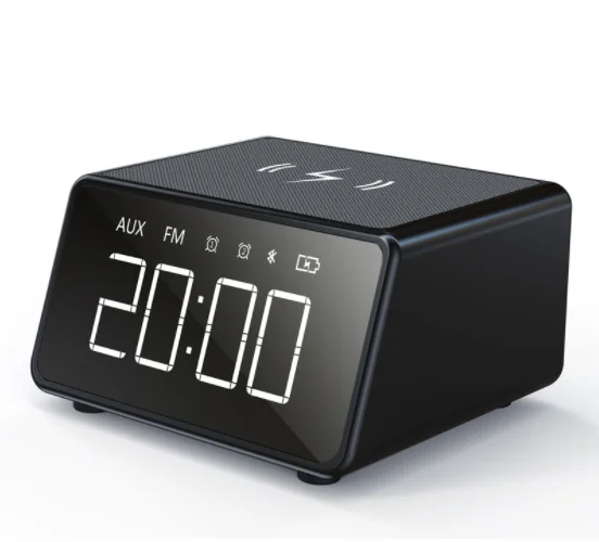 OEM 10W Alarm Clock LCD Digital Wireless Charging Radio Speaker