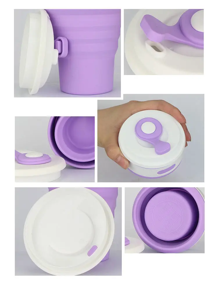 High Quality Foldable Silicone Coffee Tea Cup Modern Portable Silicone Collapsible Coffee Cup With Lid