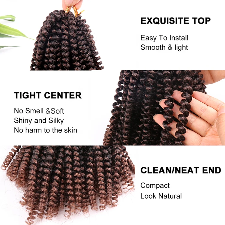  Julianna Wholesale Synthetic Spring Curl Crochet Braids 8 Inch Nubian Hair Products Kenya 12 Inches Twist