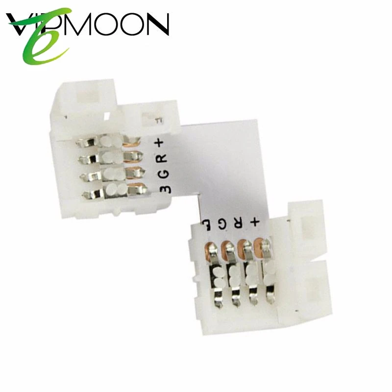 5 шт. l-образной формы (зажим-переходник разъем 10 мм 4 Pin угловой прямоугольный разъем для 5050 2835 3528 цветная (RGB) Светодиодная лента с usb-питанием