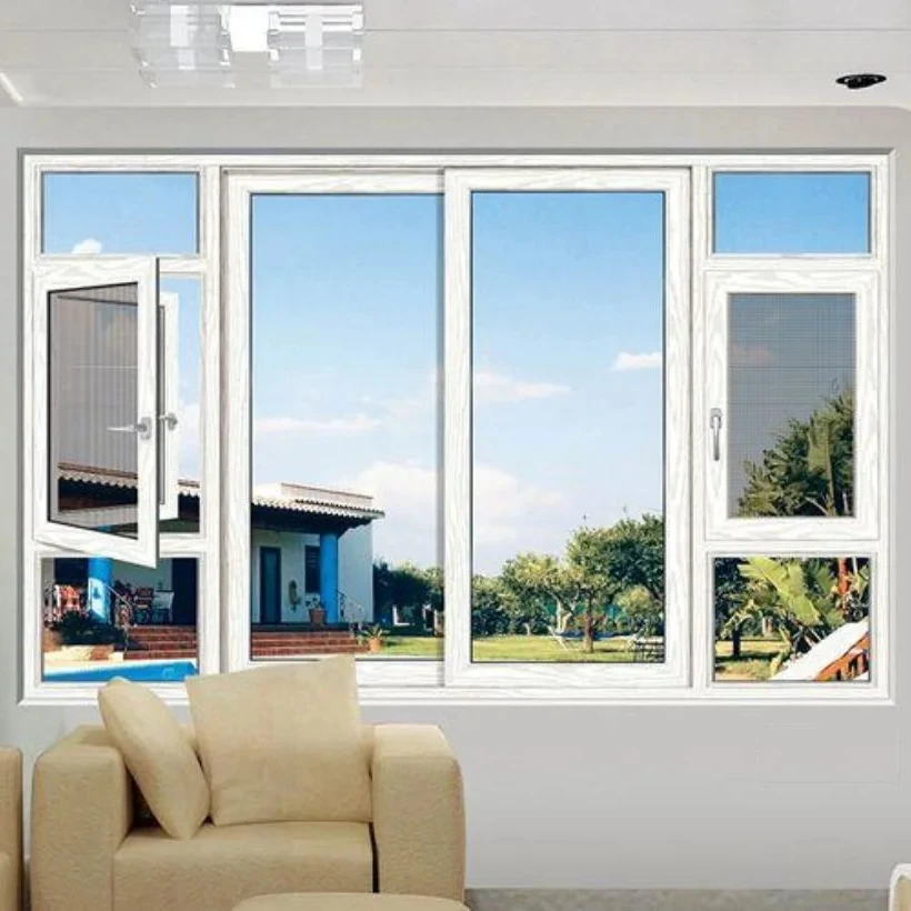 High Quality Modern PVC Windows custom Swing Opening Double Glass window