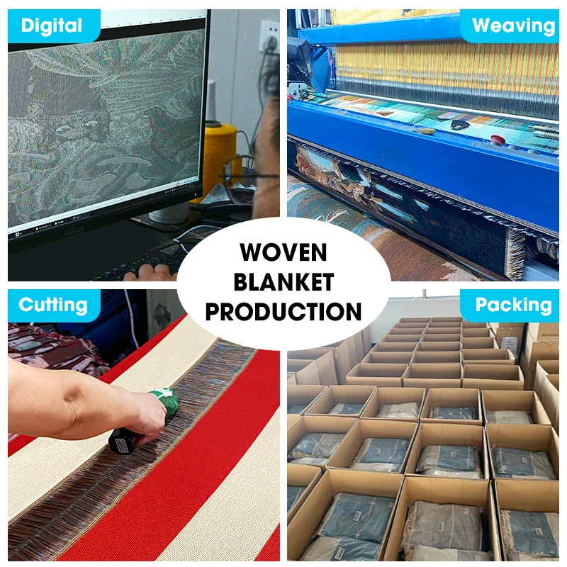 Big Sale Customized Woven Jacquard Bohemian Geometry Raschel Blanket Recycled Cotton Woven Throw Blanket