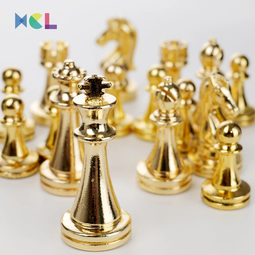 XCL Wholesale High-Grade Metal Chess Gold Black 29*29cm Zinc Alloy Chess games Set Marble Pattern Chess Board