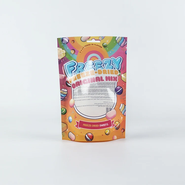 Custom Logo Design Printing Packaging Bag Zipper Stand up Pouch Snacks Plastic Packaging Bag For Candy Food Glossy With Window
