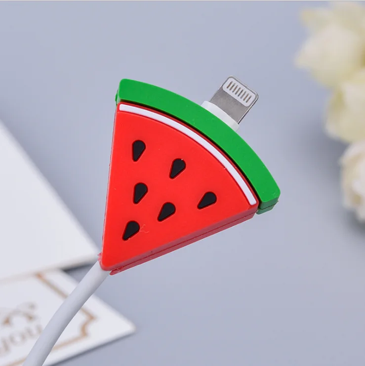 Wholesale Cute USB Charging Fruit Cable Protector Cartoon Silicone Date Line Cords Charger Cables Saver Protectors