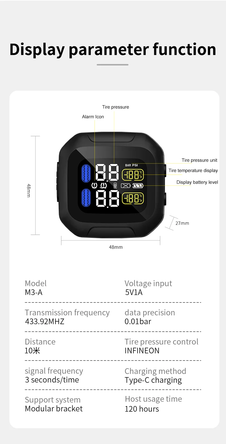 2024 Sells well Real-time motorcycle external sensor tire pressure monitoring system TPMS motorcycle
