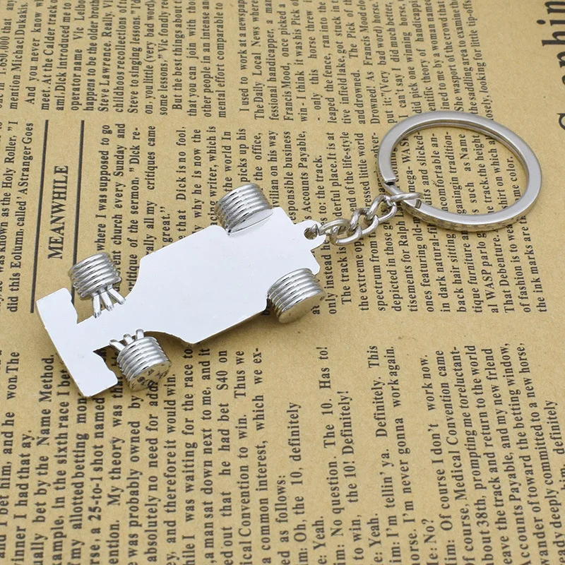 27mm*60mm Wholesale Newest and Fashionable Mini Formula Car Metal Keychains Metal Crafts Hardware Accessories