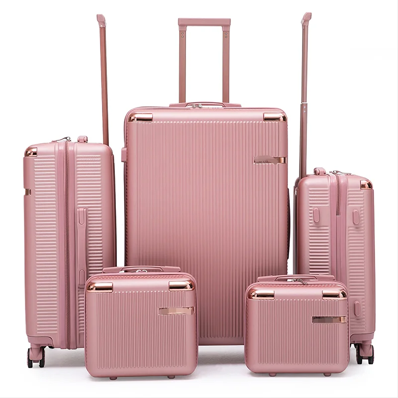 Luxury Abs Pc 12+14+20+24+28 Custom Carry On 5 Pcs Luggage Set Travel Bags Hand 4 Wheels Trolley Bag Suitcase
