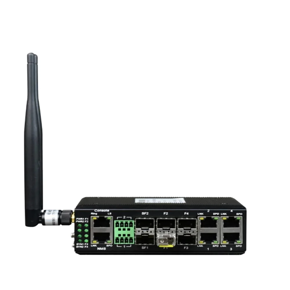 Optical fiber WiFi backup type 4 100M optical + 4 100m ethernet port to 1-way uplink gigabit optical  industrial rail switch