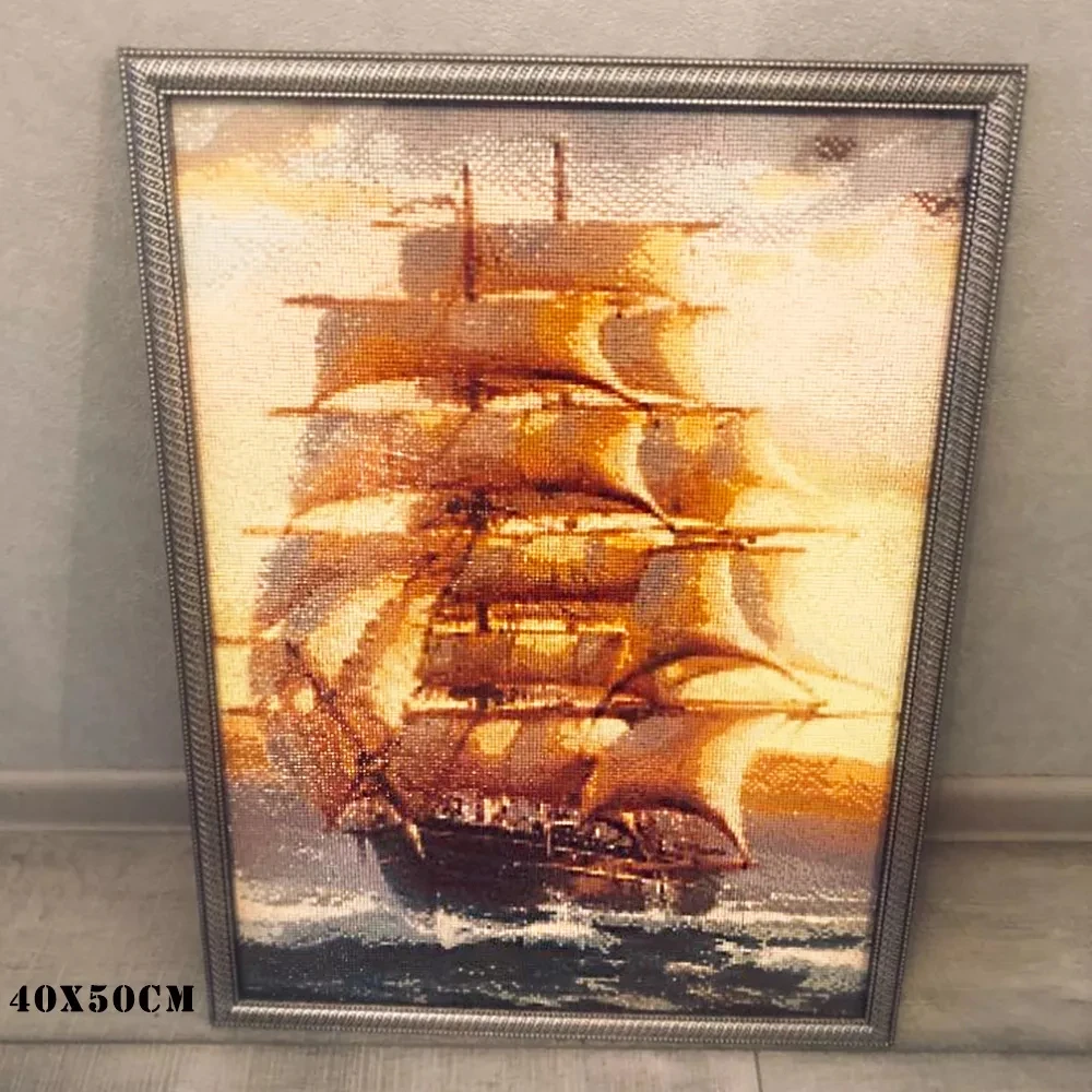 Diamond Painting Scenery Sailing Boat Diamond Embroidery Sea Scenery Cross Stitch Kit