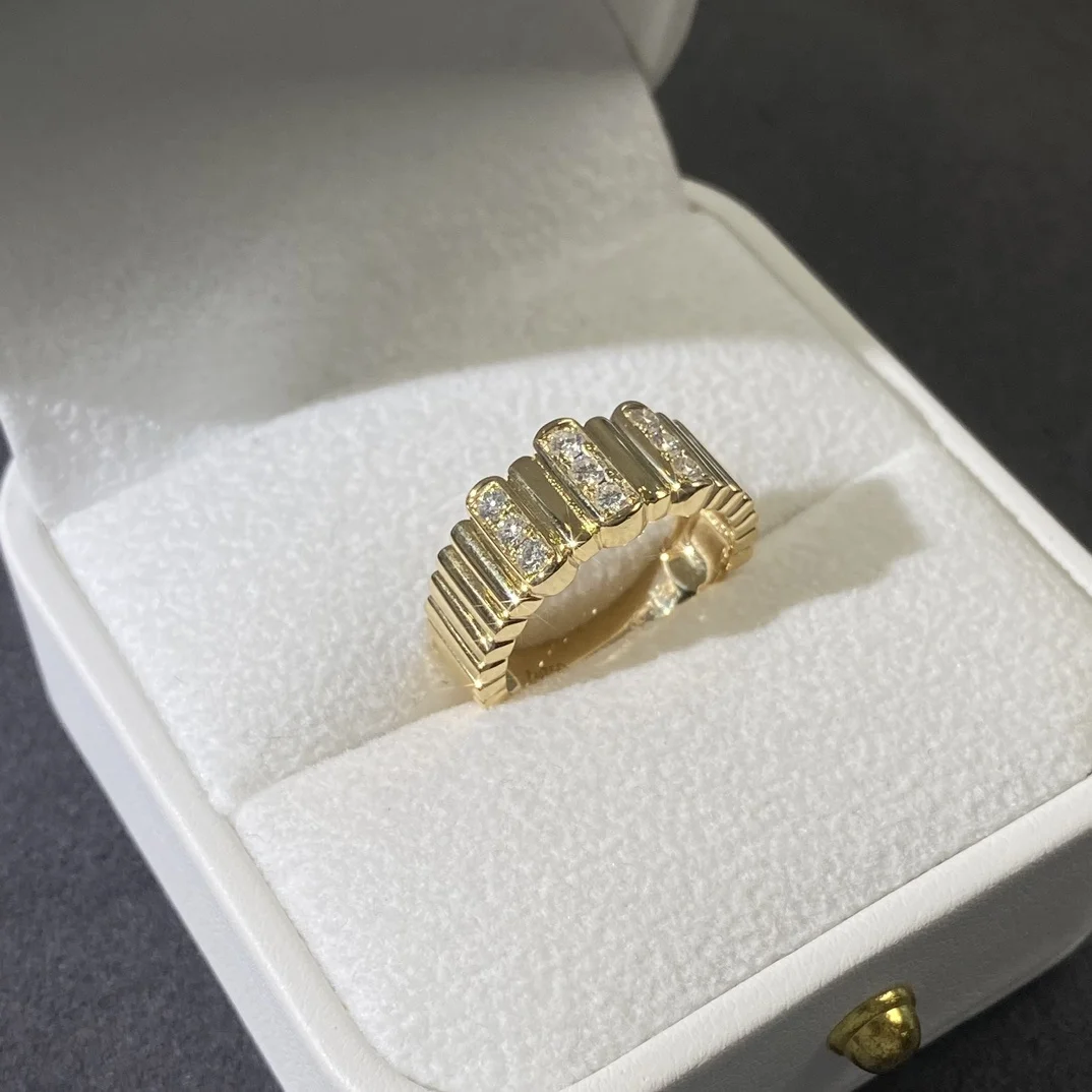 100% Pass Diamond Tester Round Moissanite 18K Solid Yellow Gold Eternity Band Rings For Men