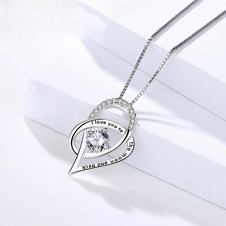 Женское ожерелье из серебра 925 пробы с кулоном «i love mom» на