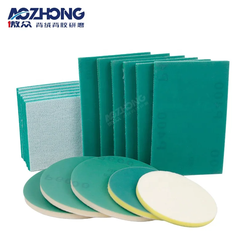 Waterproof Film Sanding Sponge Polishing Pad  Green Aluminium Oxide Abrasive Sponge Sanding Disc Pad For Car Polishing