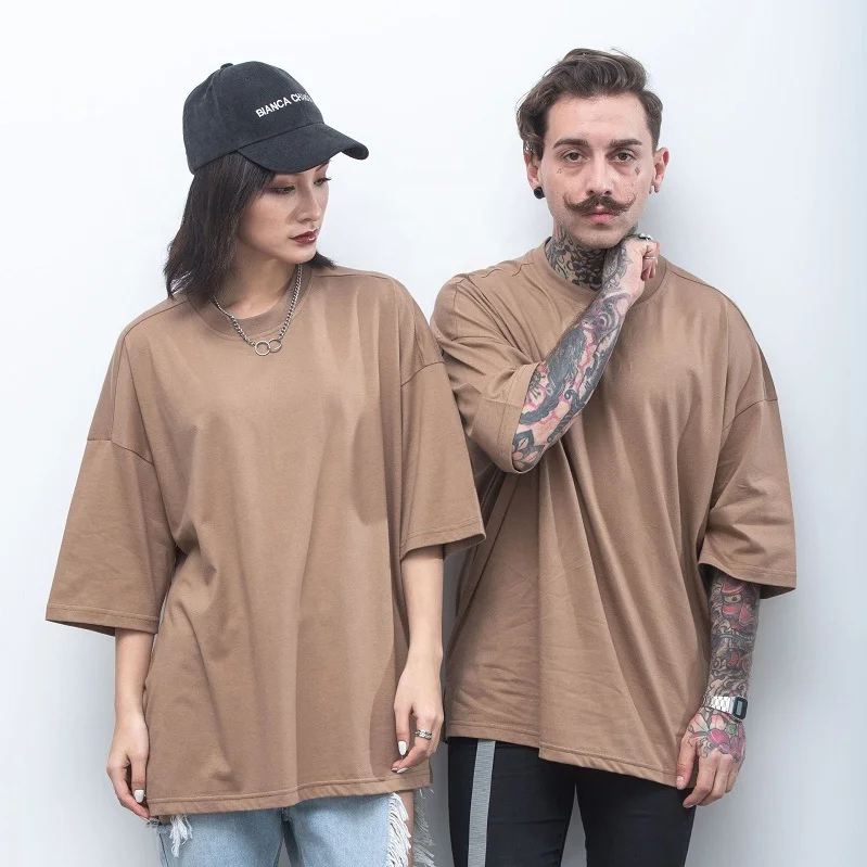 Wholesale unisex dropshipping 100% cotton oversized dropped shoulders blank tshirts