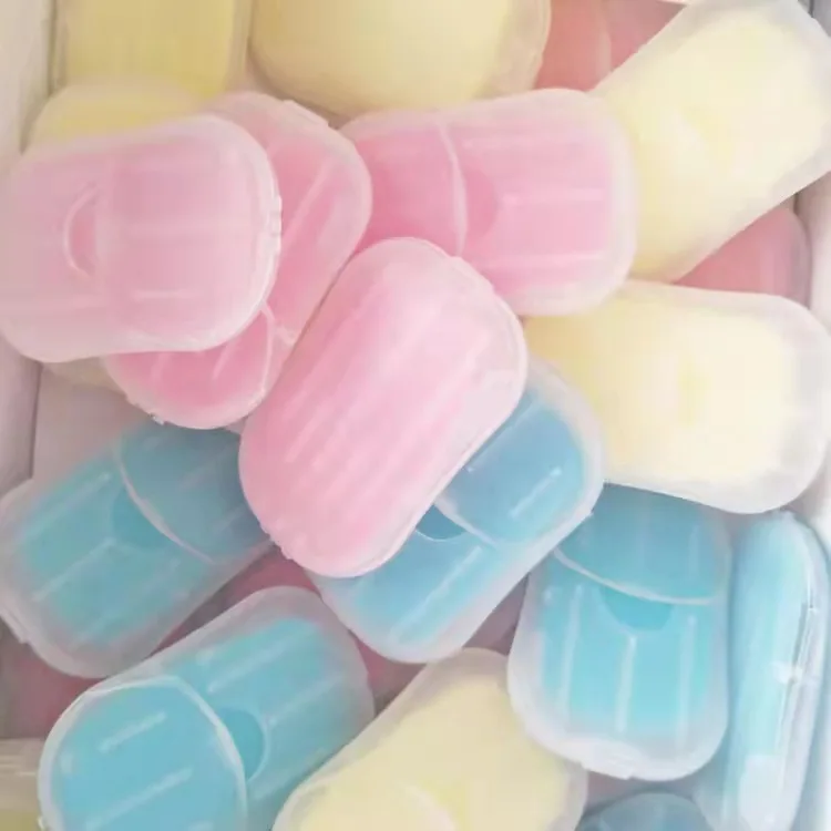 Оптовая торговля OEM 20 шт. дорожные принадлежности портативный мыло для рук листы прозрачные одноразовое мыло мини мыло в виде бумаги