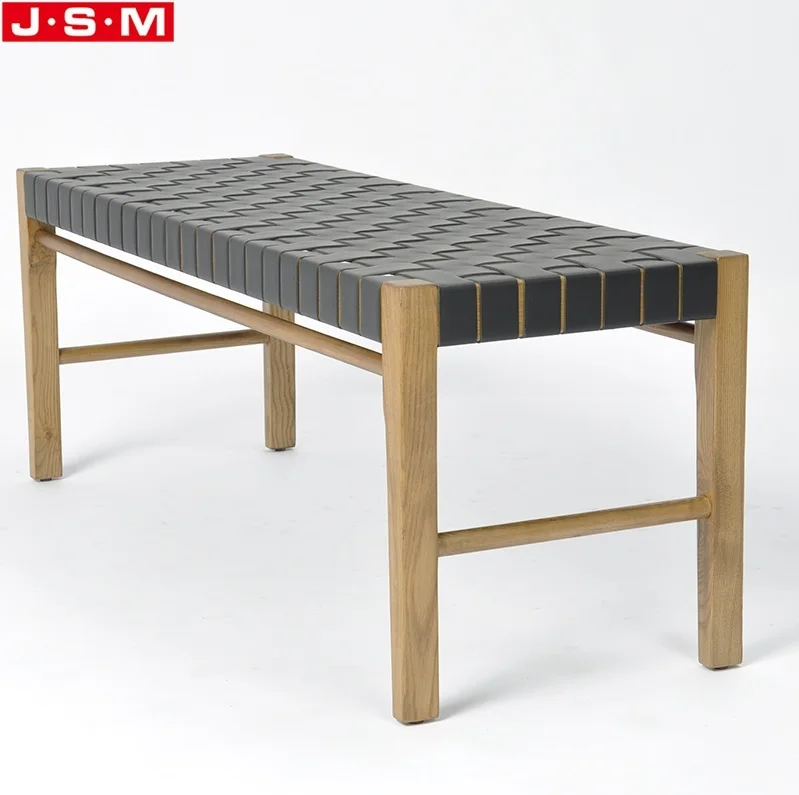 High Quality School Living Room Outdoor Wooden Frame Leather Ottoman Bench