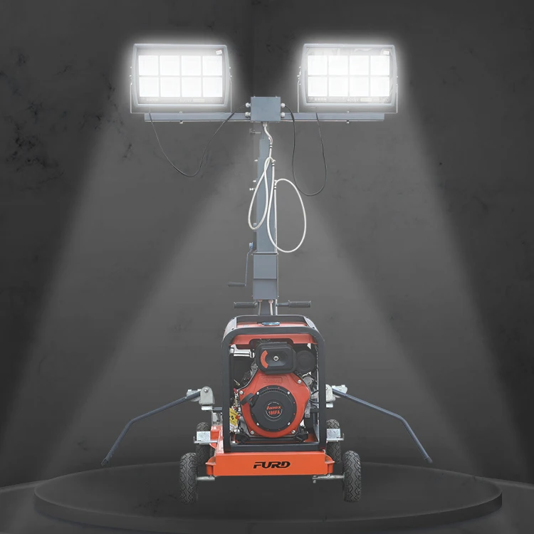 Mobile Light Tower Telescopic Rod Portable Lighting Tower Sports Stadium Flood Diesel Light Tower By Trailer Made in China