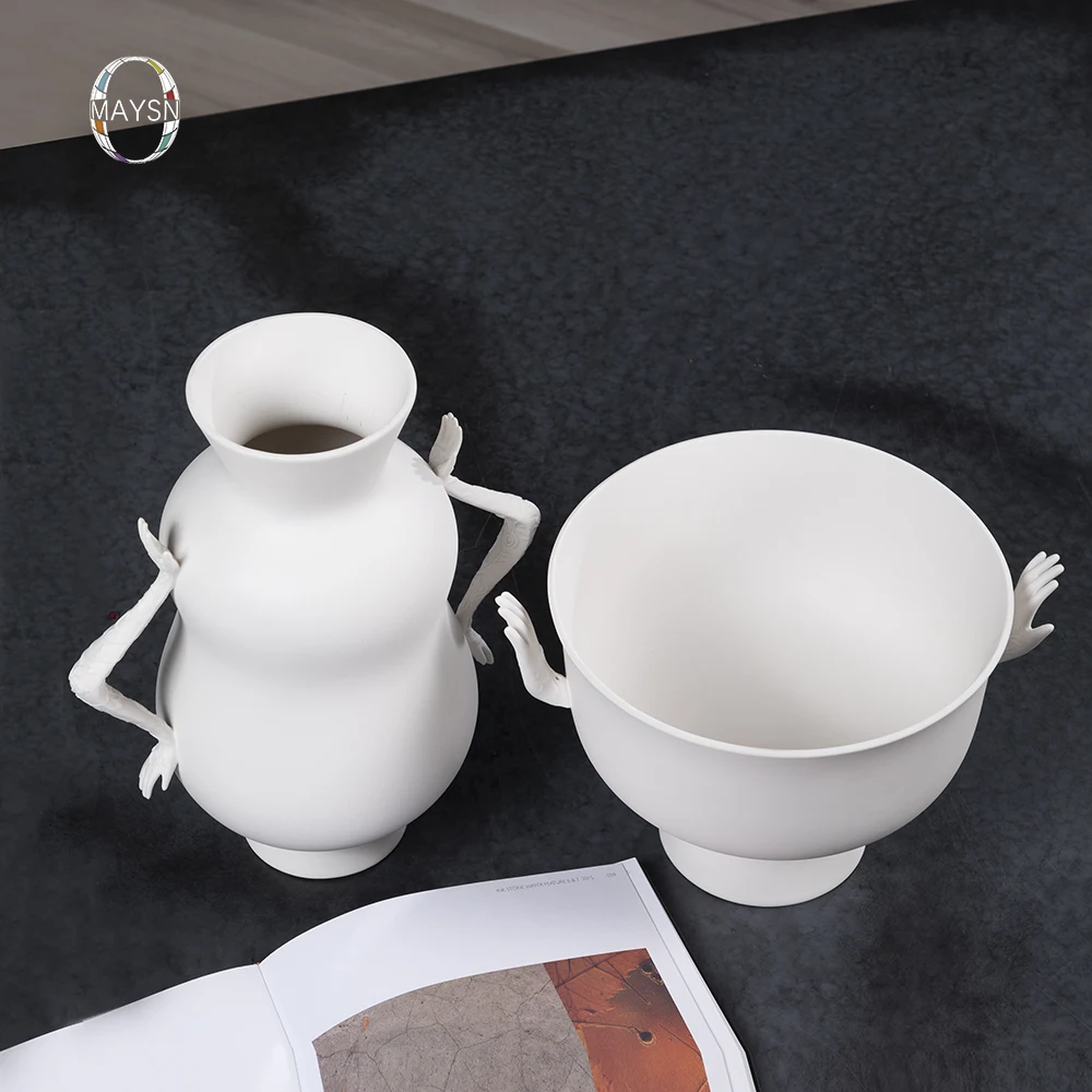 Nodic vase ceramique Minimaliste vases flower home item matte Pure white vaso fruit bowl set accessories for home ceramic vase
