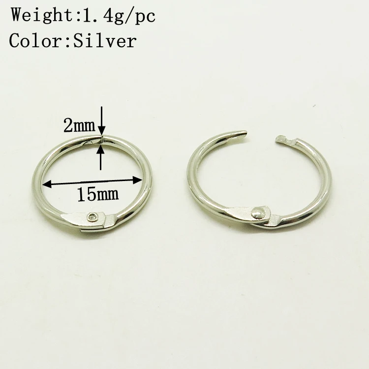 Yiwang 0,6 дюймовое металлическое серебро с отрывными листами книги связующее кольцо никелированный откидной уплотнительное кольцо