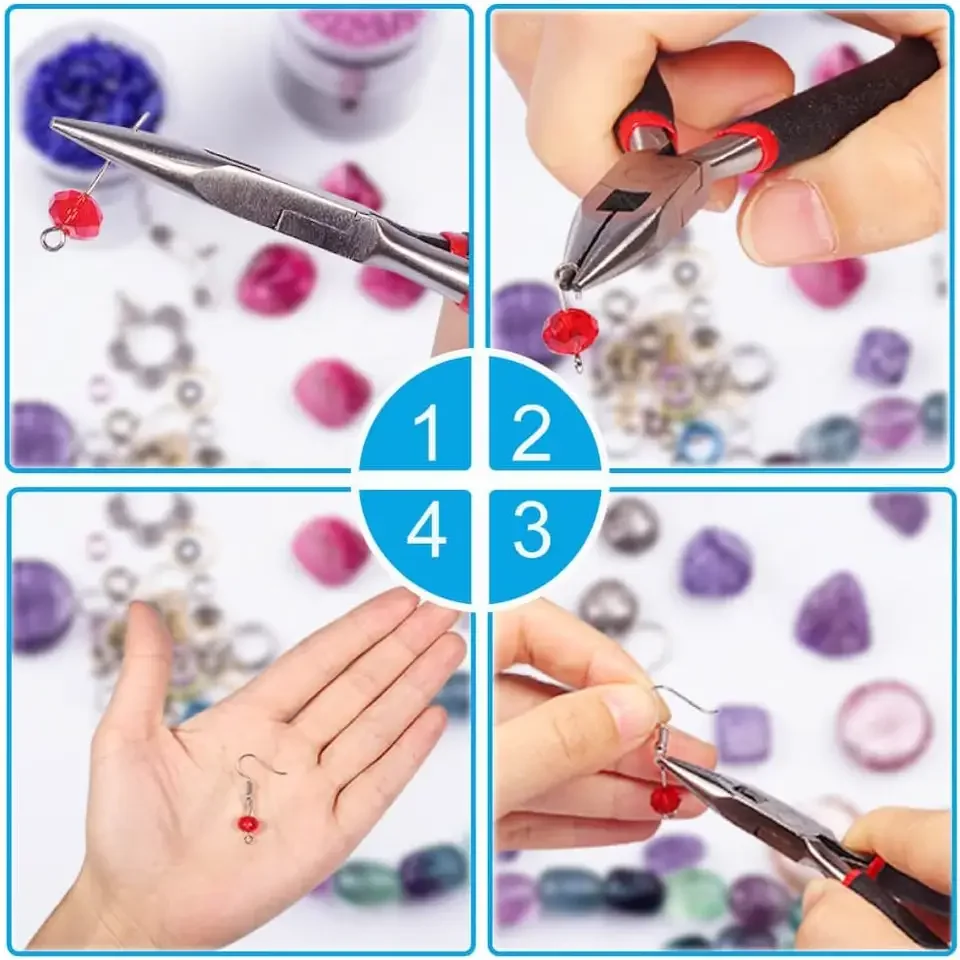 DIY Fashion Women Jewelry Accessories Jewelry Findings Kit with Pliers Silver Beads Wire for Necklace Bracelet