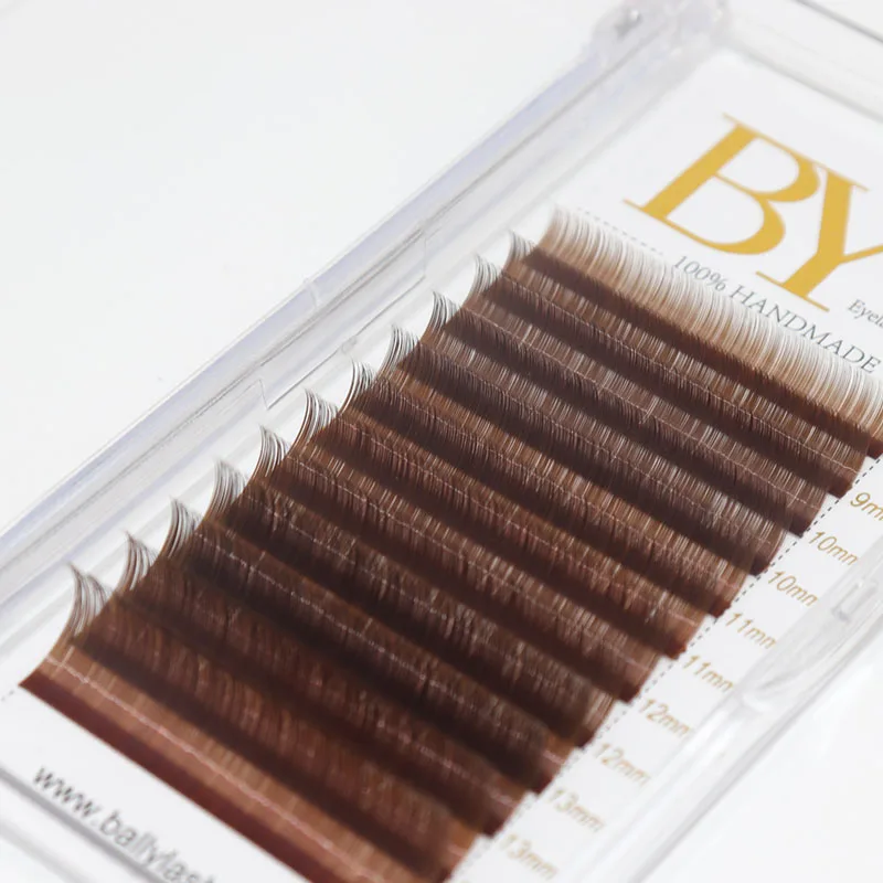 BY Wholesale Professional Nature 0.3 0.5 0.7 Brown color lashes With OEM& ODM Private Label C D Individual brown Eyelash Extensi