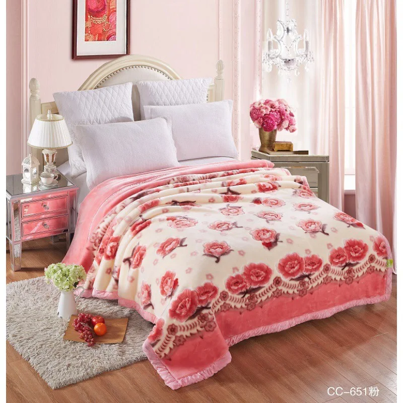 Double Thick Chunky Soft Fleece Plush Bed Blanket Thicker and Warming Raschel Blankets for winter