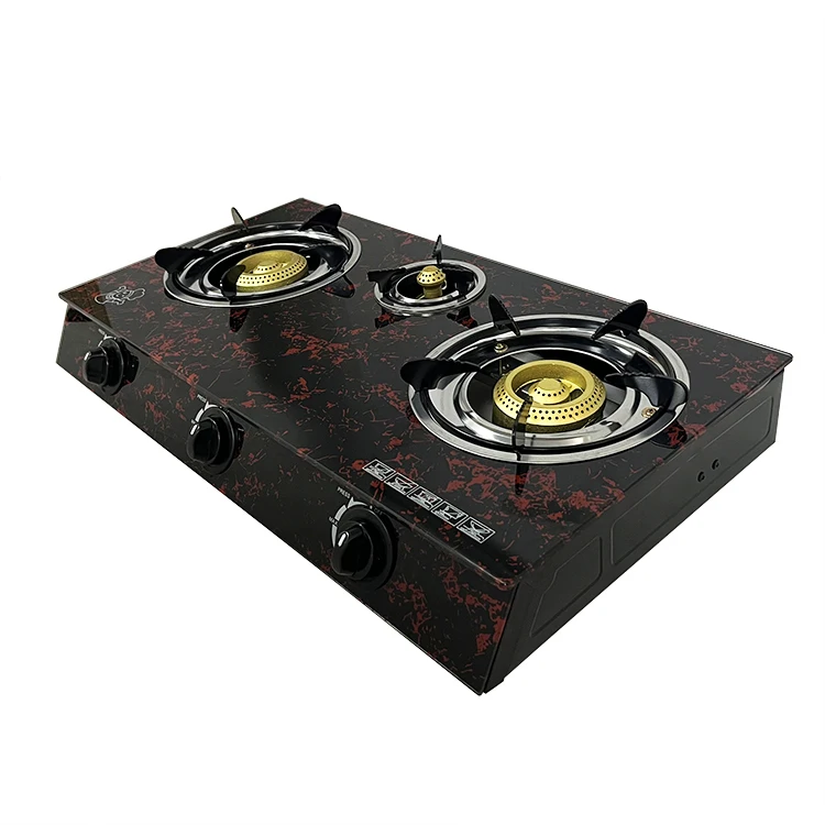 hot sale the industry wholesale reasonable price home stove 3 burner tempered glass cast iron gas cooker