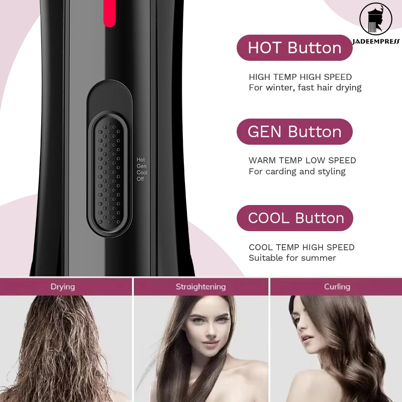 Hot Air 3-in-1 Blow Dryer Brush Ceramic Plate 1000W Power LED Display Household Hotel Use Hair Straightener