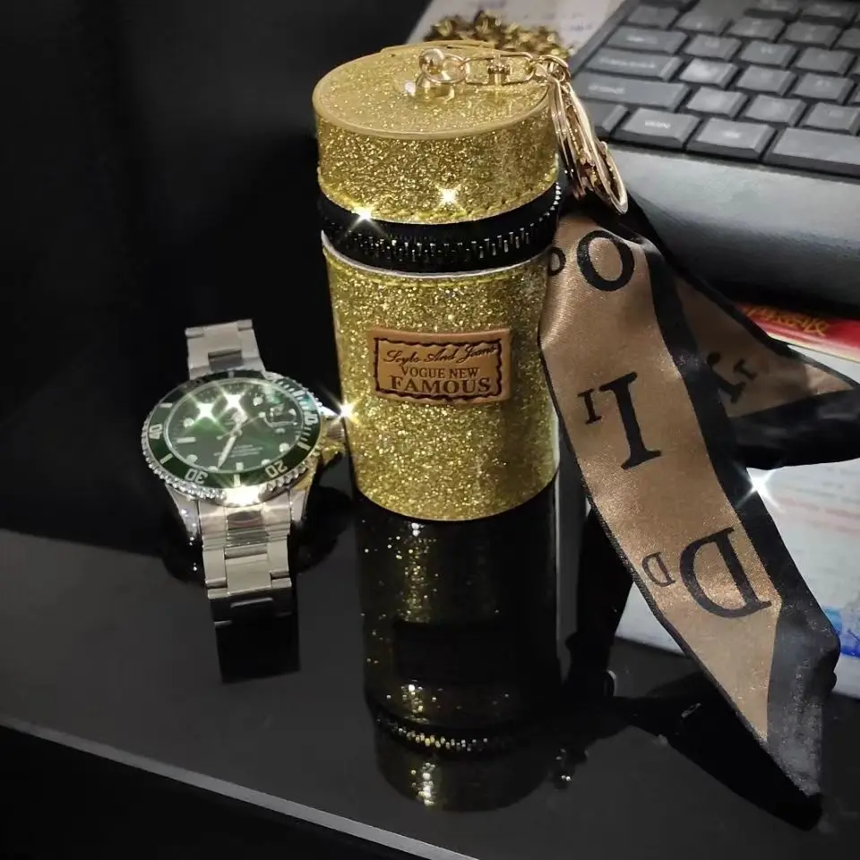 New Leather Lipstick Storage Bag Exquisite Portable Round Bucket Women Girls Cosmetic Bag Lipstick Protective Case Car Keychain