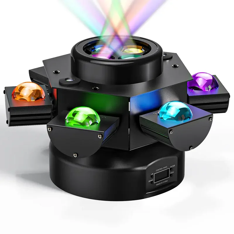 DJ Lights 6 Arm Bee Eyes LED Beam Moving Head Light Laser Effects DMX Stage Lighting for Disco Music Dance Party with RGBW 4in1