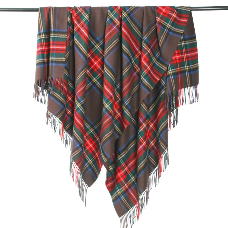 Fashion New Design Fluffy Wool Blankets Customized Super Soft Plaid for Winter Vintage Woven Unisex Wearable EDELWEISS Accept