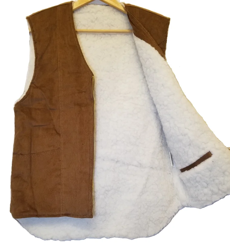 
Corduroy faux fur outdoor working vest 