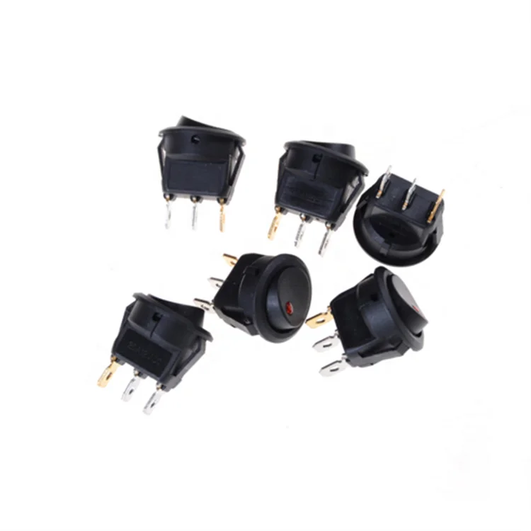 3 Pins With Led Lights Switch 12V 16A DC 23 * 23 * 25mm Cat Eye Switch Car Auto Boat Round Rocker Switch ON-OFF