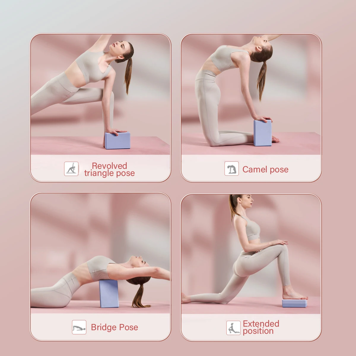 Hot Sale Strong and Stable 2pcs Gym Bricks Anti-Slip Lightweight Travel Friendly Pilates Practice Yoga Blocks 3 Colors Available