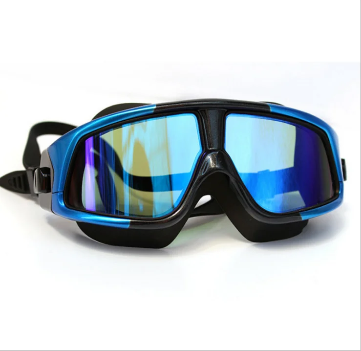 Manufacturer Low MOQ Adult Swimming Transparent Anti-Fog Super Large Frame Silicone Swimming Glasses