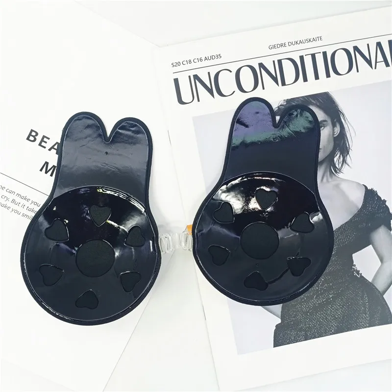 Silicone Rabbit Nipple Covers With Clips Adhesive Stick On Bra Wide Back Wing Bras with Hooks