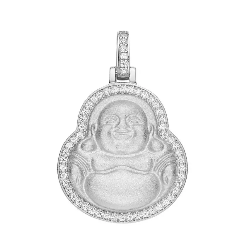 Thai Buddhism Budda Necklace Chain Mens 14K 18K 24K Gold Plated Big Baby Laughing Buddha Head Vintage Pendants Charms