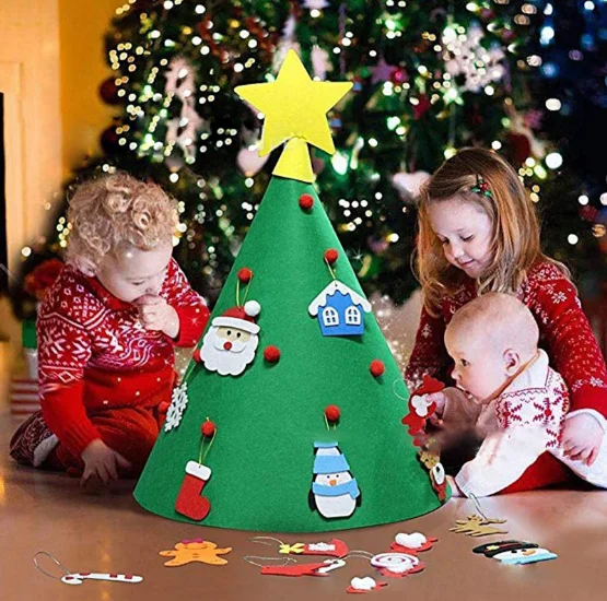 Christmas Decor Supplier Kids DIY Felt Christmas Tree Decoration for Home New Year Gifts Decor Ornaments Santa Claus Xmas Tree