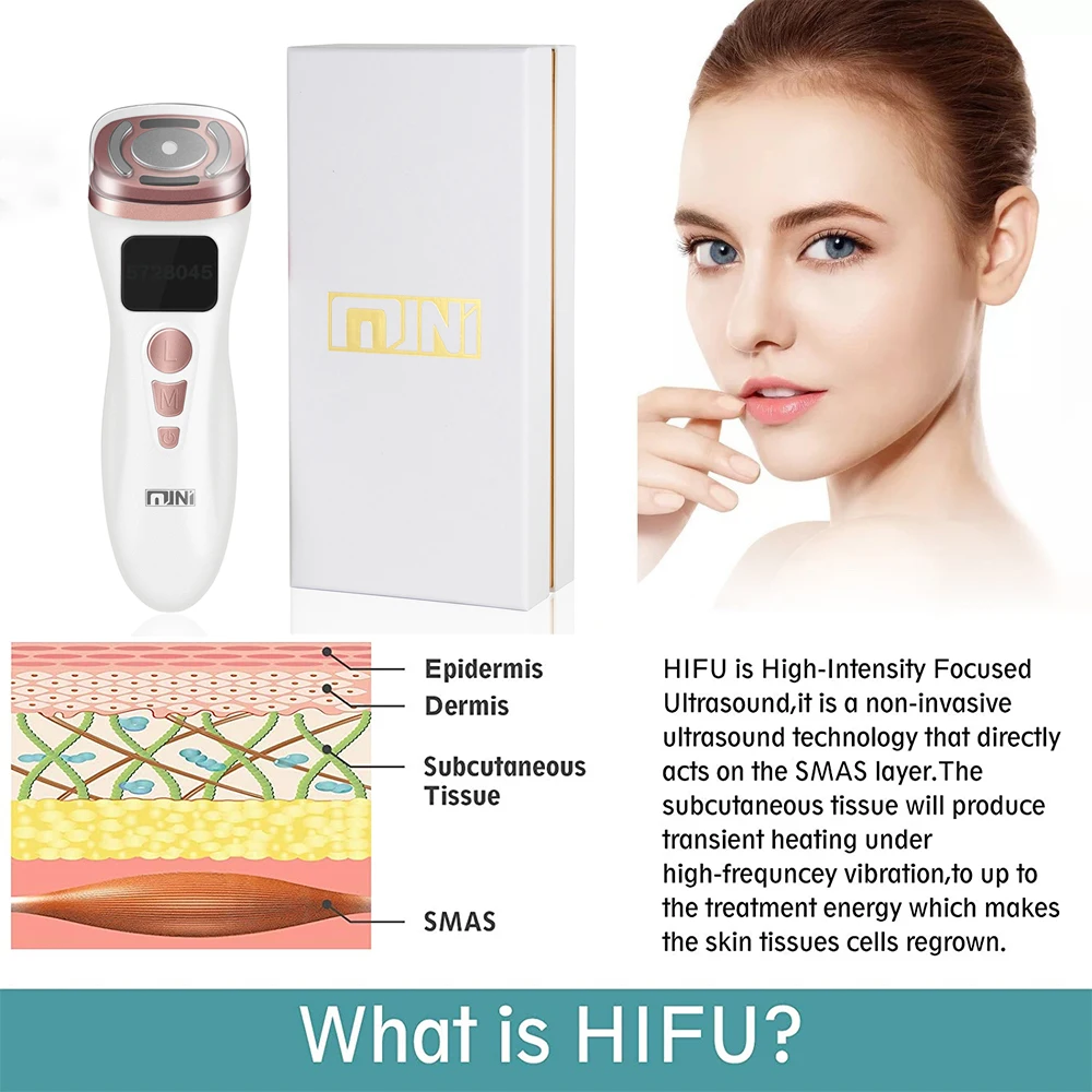 New Mini-HIFU Machine Ultrasound RF Fadiofrecuencia EMS Microcurrent Lift Firm Tightening Skin Wrinkle Anti-aging Machine