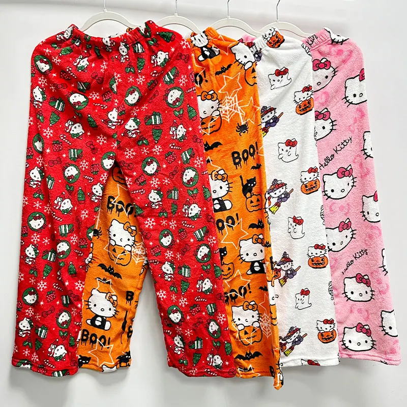 Hot selling Anime KT Cat Pajamas Pants Cartoon Pink Pajamas Colorful PJS