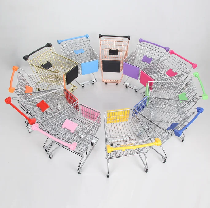 Mini Shopping Cart Kids Toys Simulation Supermarket Hand Trolleys Pretend Play Toy Kids Mini Trolley