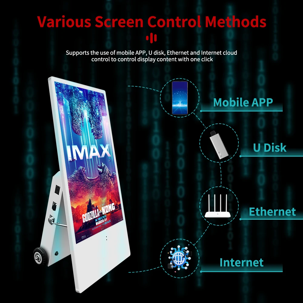 43 Inch Movable Waterproof Digital Signage Screen 1500nits Outdoor Shopping Mall Wayfinding Medical Treatment Welcome Display