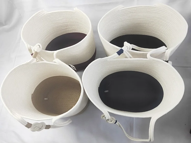 Extra Large Storage Baskets Cotton Rope Basket Woven Baby Laundry Basket with Handle