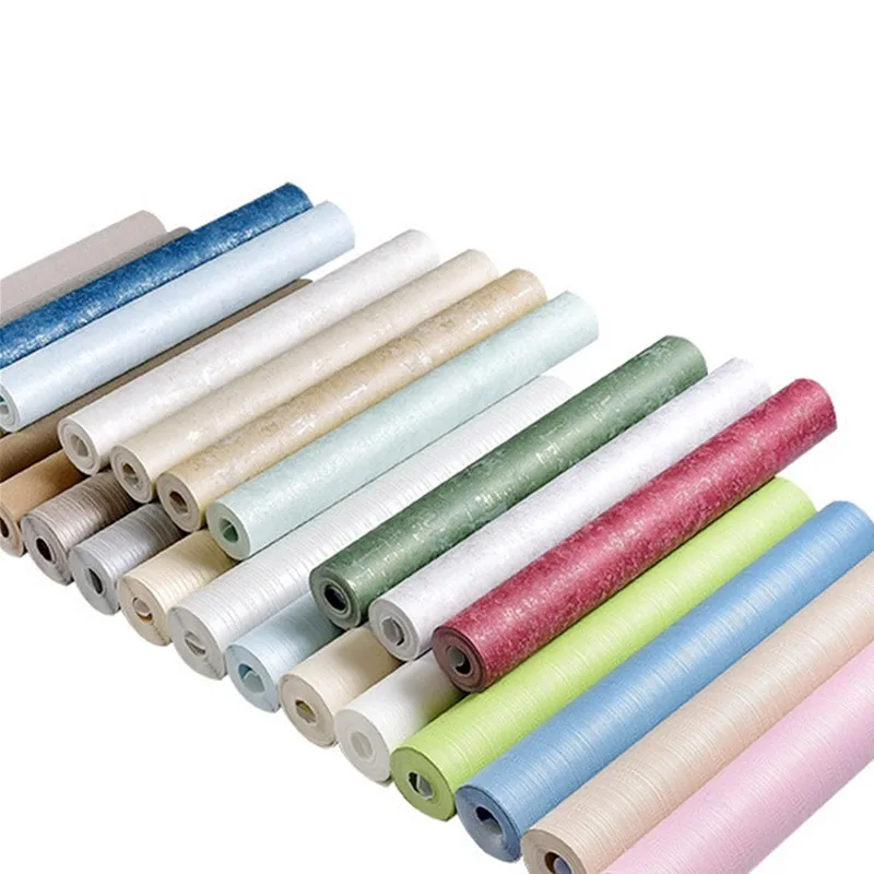 Factory Price Modern Minimalist Flax Stripes Solid Color Nordic Style Paper Wallpaper for Bathroom Living Room Hotel