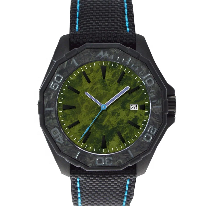 carbon fiber bezel ,dial  Stainless Steel Sapphire Glass Super Luminous Leather for Men