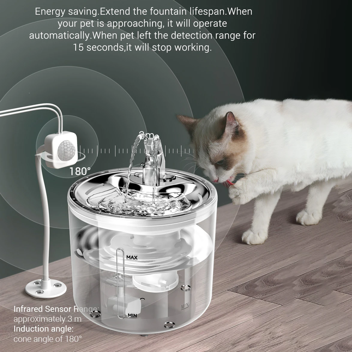 ZMaker 2.6L New Design Pet Cat Drinking Water Fountain Automatic Dog Water Dispenser