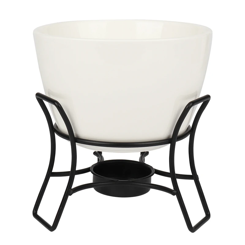Custom Porcelain Tealight Fondue Pot Swiss Melting Mini Ceramic Cheese Chocolate Fondue