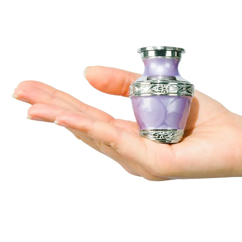 Design Mini Cremations Urns Storage Keepsake Urns Finishing Design Funeral Urns purple brighter nickel Home Decor
