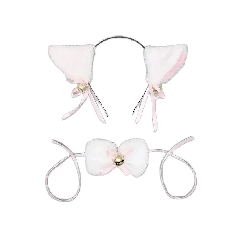 Sexy Girls Lolita Cat Ears Headband and Bow Tie Set Cute Cosplay Party Hair Cilp and Tie